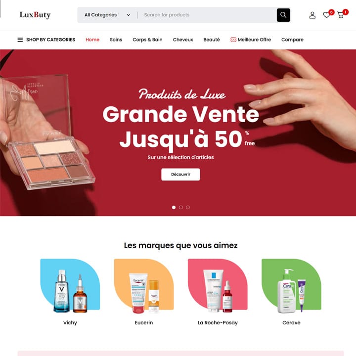 Bannière promotionnelle du site e-commerce cosmétique LuxButy